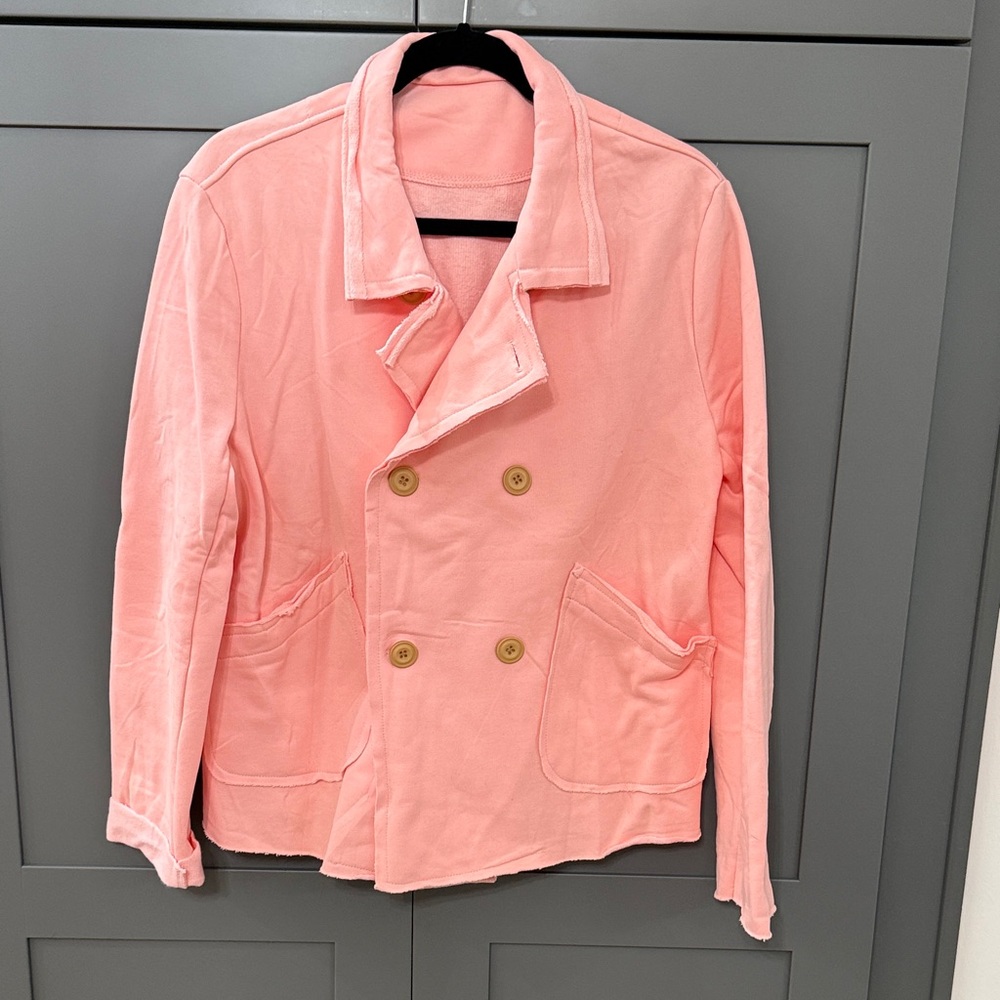 Amazon Peachy pink Sz L  Double-Breasted Women's Jacket w/unfinished seams